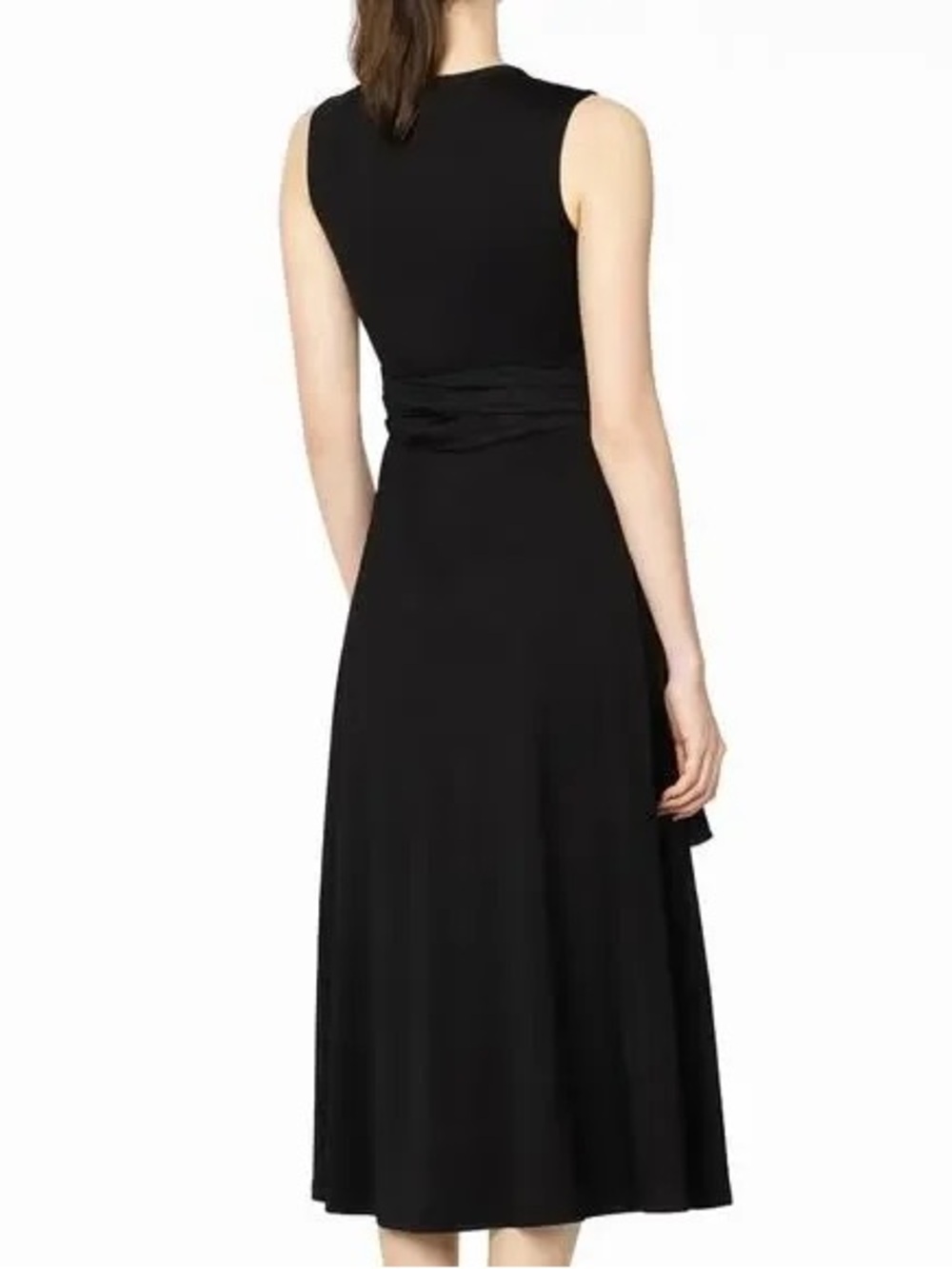 NWT Sandro Trudy Ruched Tie Midi Dress Black Size 8 - Picture 3 of 9